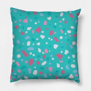 Sea Summer Pink Teal Modern Terrazzo Pattern Pillow