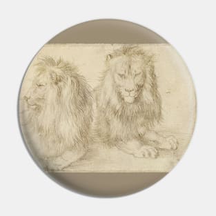 Two Seated Lions by Albrecht Dürer Pin