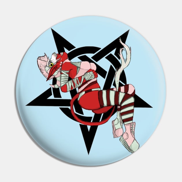 Pastels and Stripes Pinup-Rare Black Pentagram Edition Pin by PoesUnderstudy