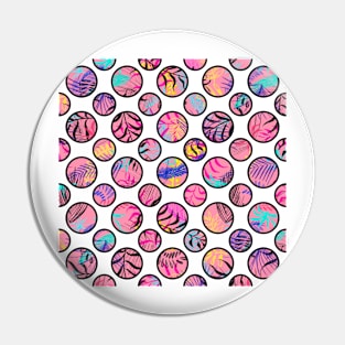 Pink polka dots bubbles Hawaii pattern Pin