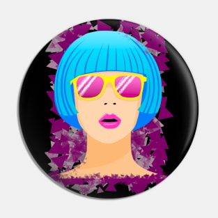 Girl with blue hair and pink sunglasses Pin