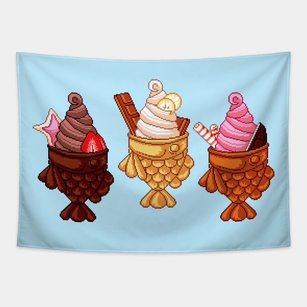 Ice Cream Taiyaki Tapestry by MalevolentMask