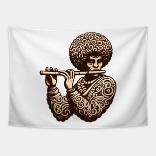Afrocentric Man Wooden Carving Tapestry