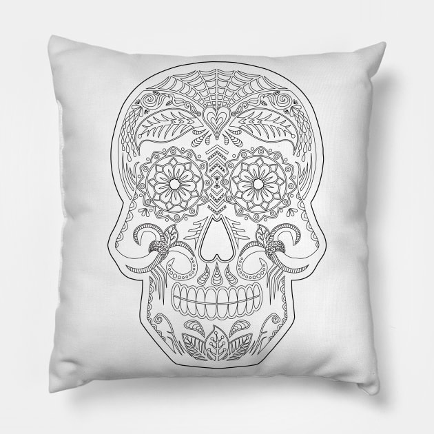 Day of the Dead Skull Color Me Pillow by theMeticulousWhim