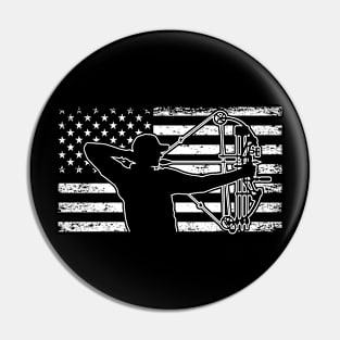 Hunting Archer American Flag Bowhunting Hunter Pin