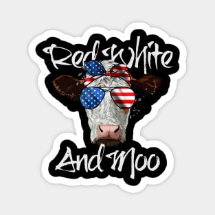 Red White and Moo Patriotic Cow 4th of July Magnet