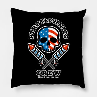 Funny Pyrotechnics Fireworks Crew Skull Flag Design - When I run, you run. Pillow