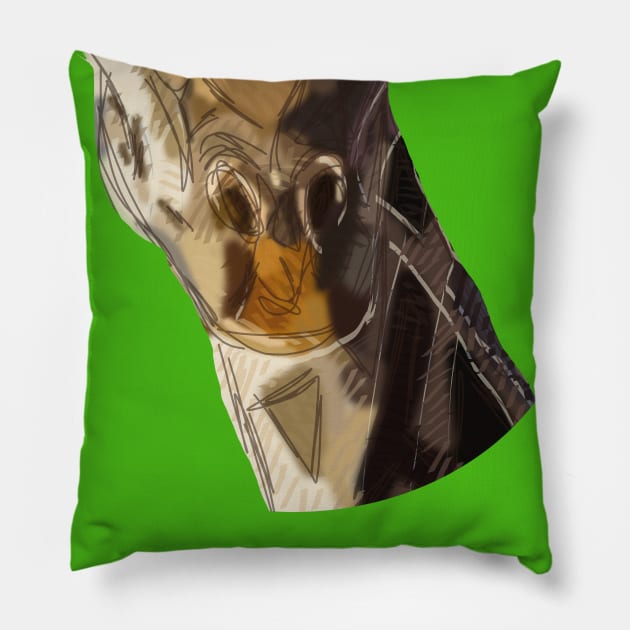 Giraffe Mouth Painting Pillow by ellenhenryart