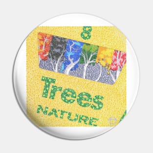 Colorful Trees Nature Collection Circle Design Pin