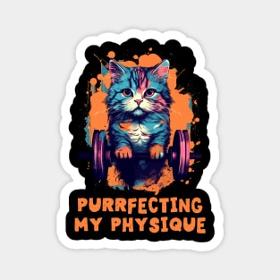 Gym, Workout or Fitness Gift Funny Cat in a Gym Magnet