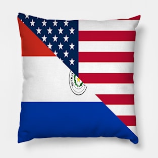 Paraguay American Flag Half Paraguayan USA Pillow