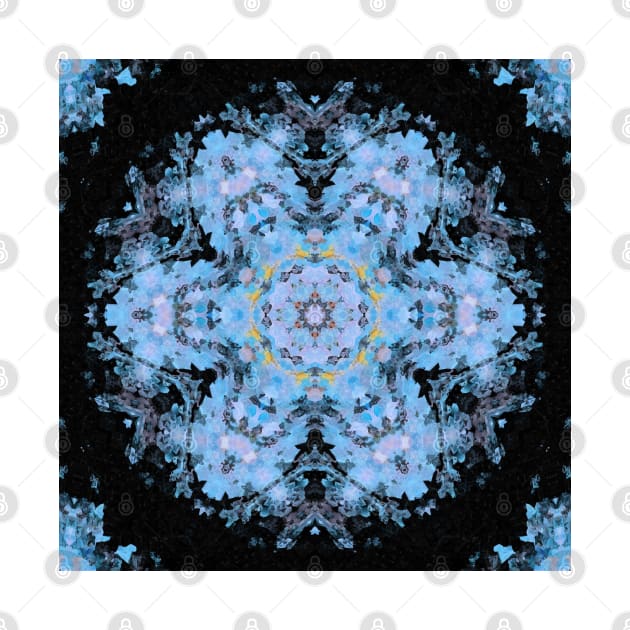 Digital Mandala Flower Blue and Black by WormholeOrbital