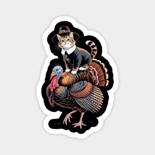Thanksgiving Cat Pilgrim Costume Thanksgiving Turkey Magnet