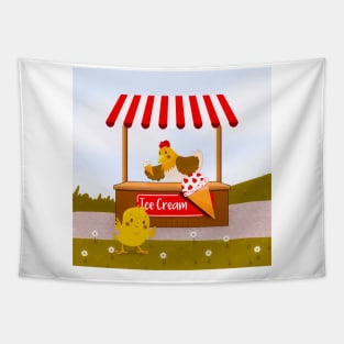 Ice Cream Adventures with Charlie the Chick Tapestry