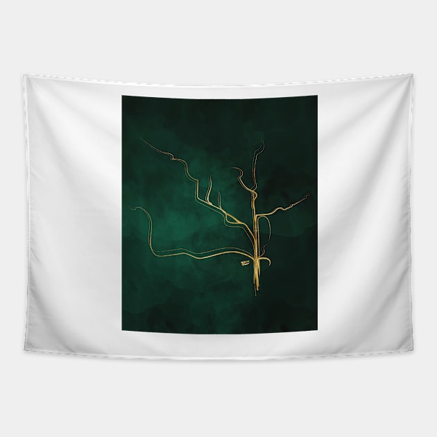 Kintsugi Emerald Green #art #decor #buyart #japanese #gold #green #kirovair #design Tapestry by Kirovair