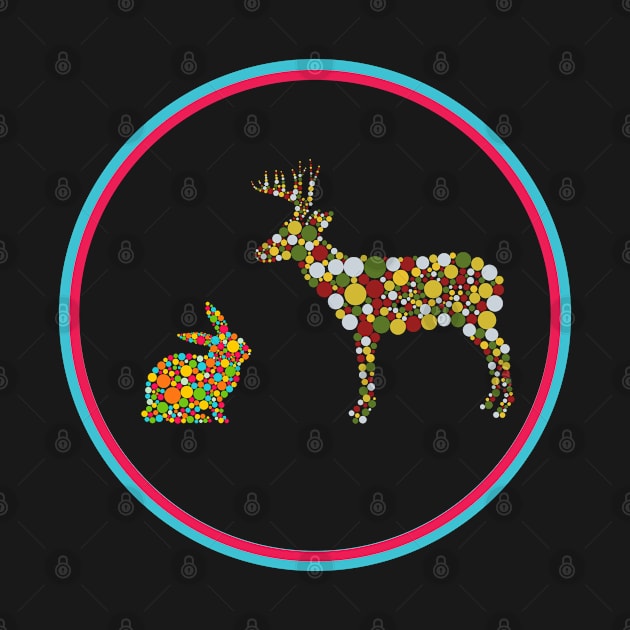 Dotted Winter Reindeer and Rabbit by eden1472