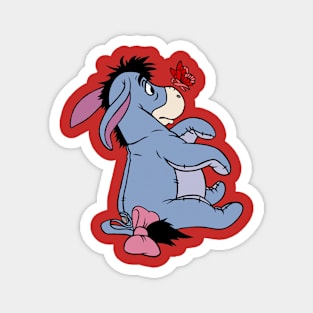 Donkey with Awareness Ribbon Butterfly (Red) Magnet