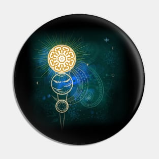 Celestial Sun Star Abstract Pin