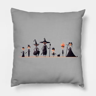 Spooky Halloween Witch Family Pillow