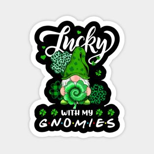 Happy St. Patrick's Day Leopard Tie Dye Shamrock Gnome Magnet