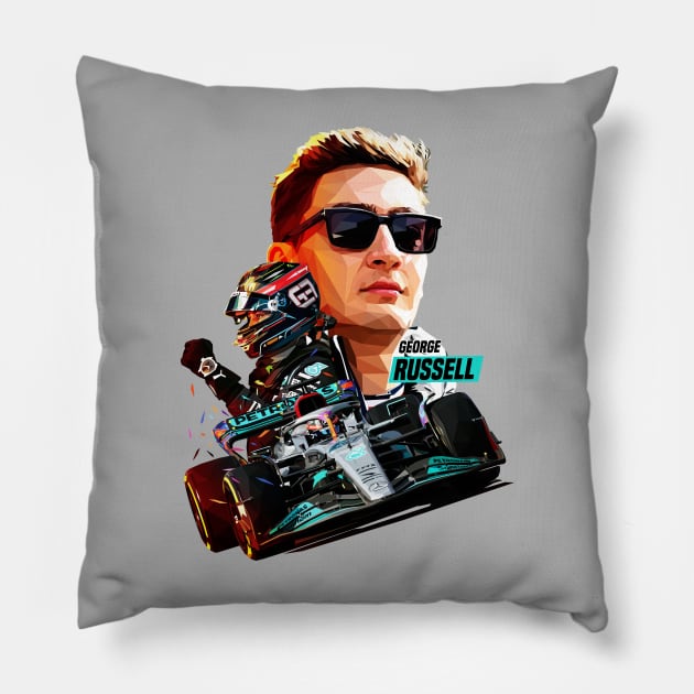 Low Poly George Russell 2022 Pillow by pxl_g