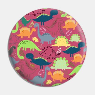 Dinosaur doodle dark pink background Pin