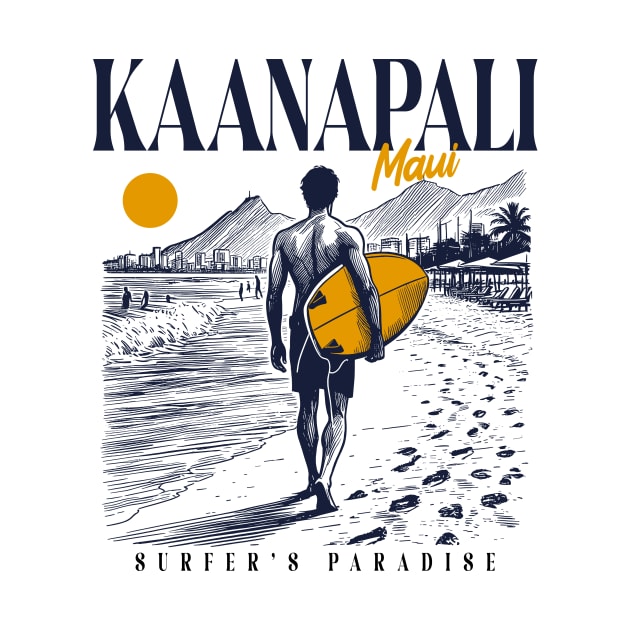 Vintage Surfing Kaanapali Beach Maui, Hawaii// Retro Surfer Sketch // Surfer's Paradise by Now Boarding