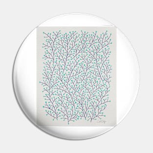 Berry Branches - White Navy Turquoise Pin