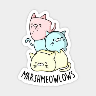 Marshmeowlow Cute Pile Of Cat Marshmallow Pun Magnet