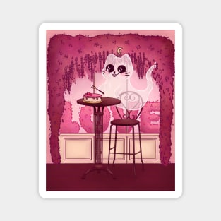 Ghost Cat and Strawberry Cake Magnet