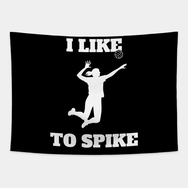 Womens Volleyball I like To Spike Volleyball Player Tapestry by atomguy