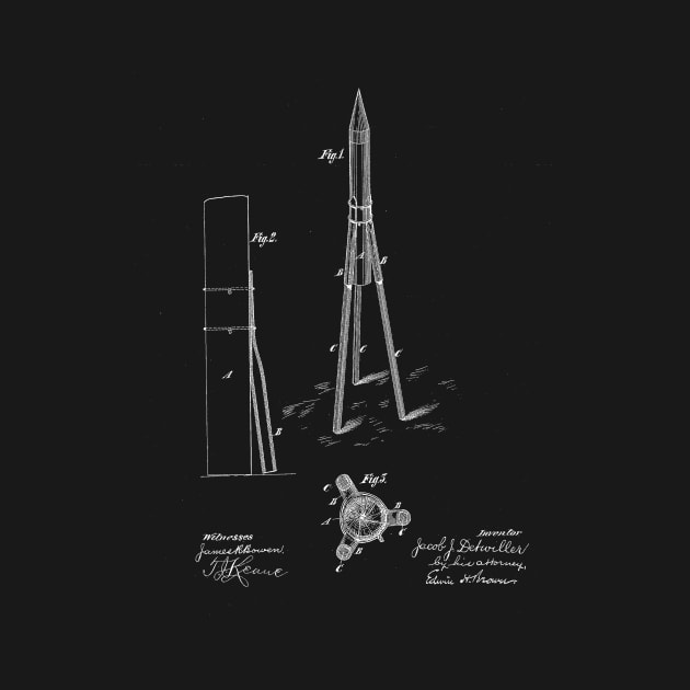 Rocket Vintage Patent Drawing by TheYoungDesigns