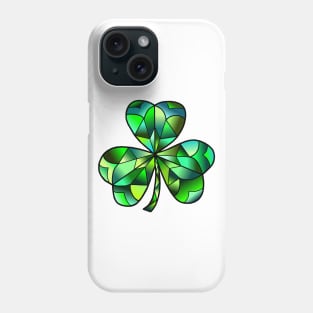 Green Gradation Stained Glass Irish Clover Phone Case