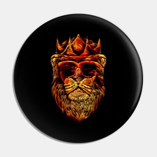 Lion fiery Head sunglasses king Golden Crown Pin