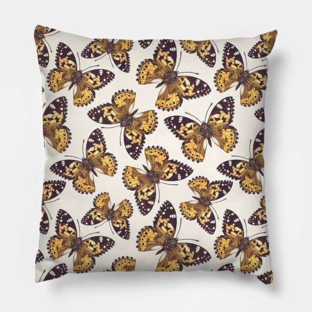 Painted lady butterfly pattern Pillow by katerinamk