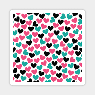 Teal, Pink, Black Hearts Magnet