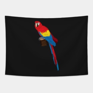 Artwork of a Sitting Scarlet Macaw Parrot Tapestry