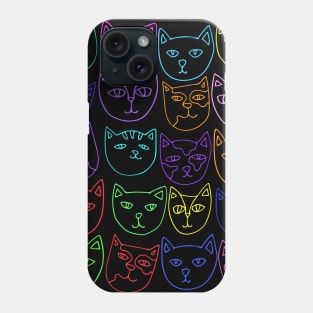 Neon kitty cats pattern Phone Case