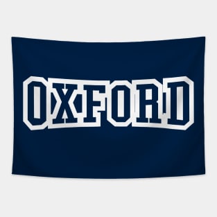 oxford white blue text Tapestry