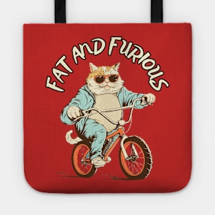 Fat and Furious - Fat Cat Riding a Bike Tote