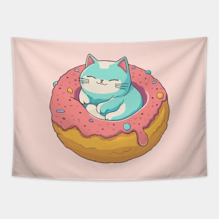 Cute cat in donut Tapestry