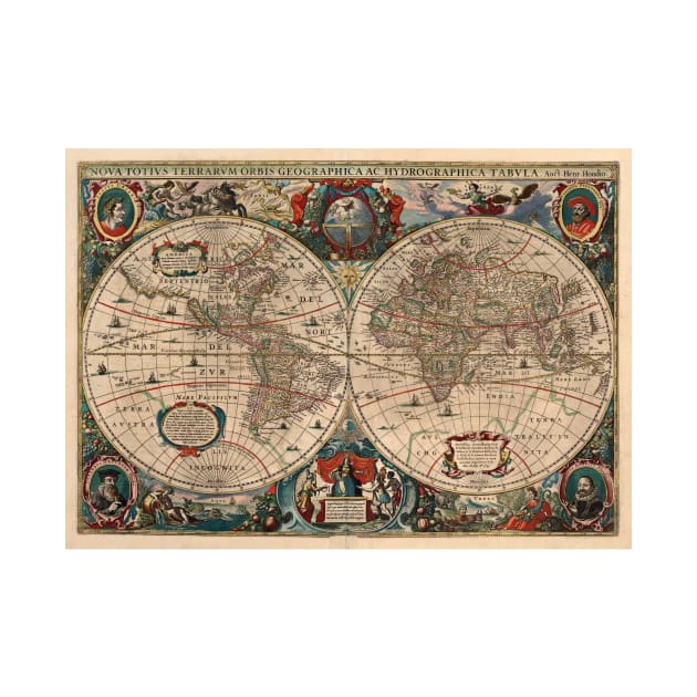 Vintage Map of The World (1641) by Bravuramedia