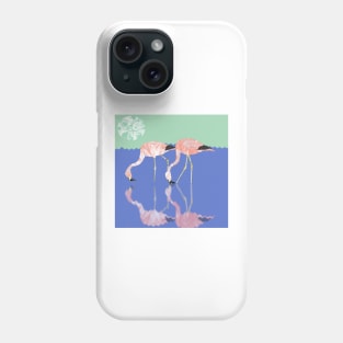 Marbled Paper Wading Flamingos Phone Case