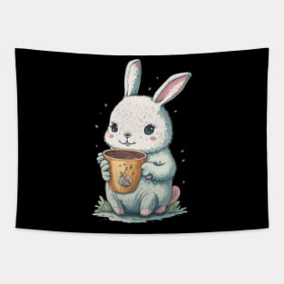 Cute bunny drinking tea Tapestry