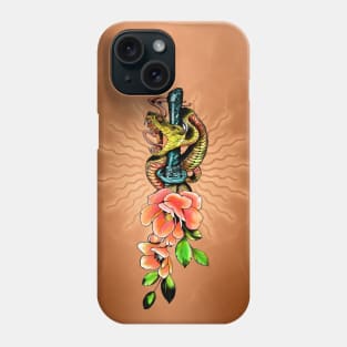 Awesome snake with flowers Phone Case