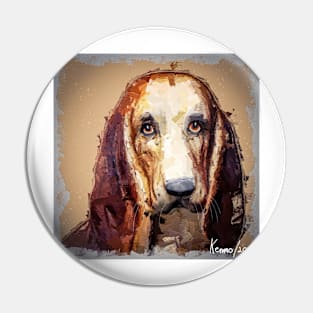 Portrait of a Basset Hound Pin