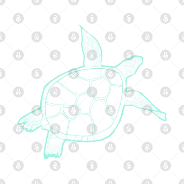 Swimming mint blue turtle by Annalisseart24