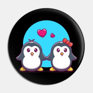 Couple of penguin cartoon Pin