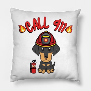 Firefighter Dachshund Pillow