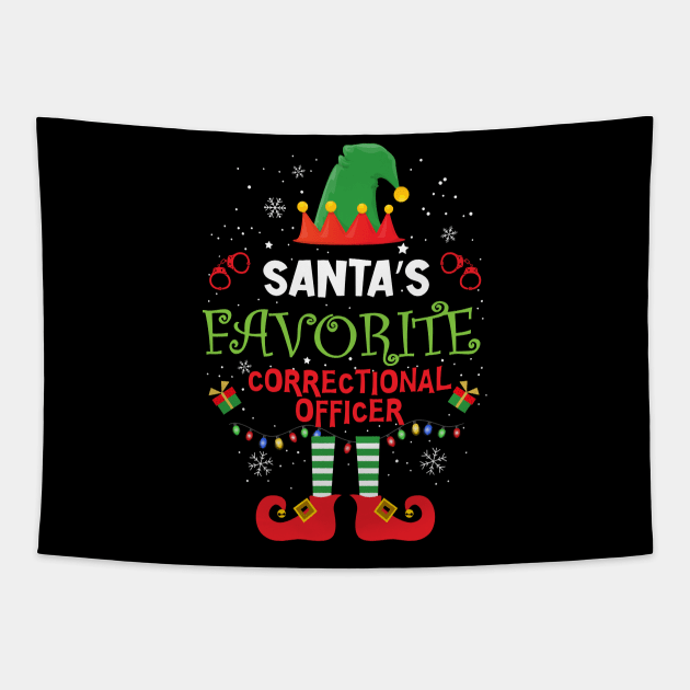 Santa's Favorite Correctional Officer Elf Family Christmas Happy Holidays Tapestry by BoongMie